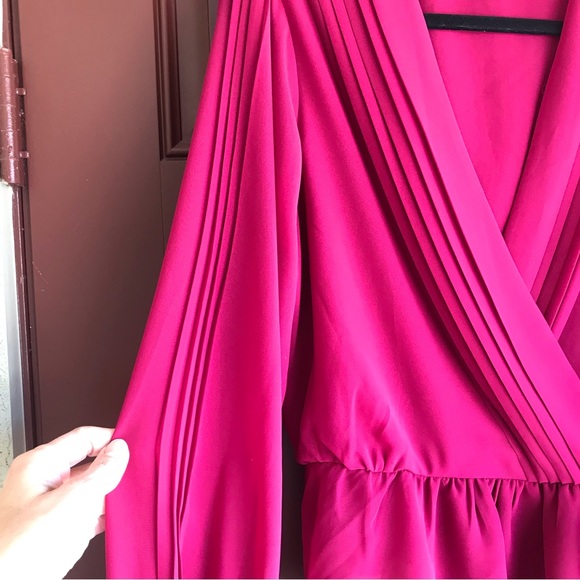 Express Raspberry Pink Wrap Blouse - Picture 4 of 11